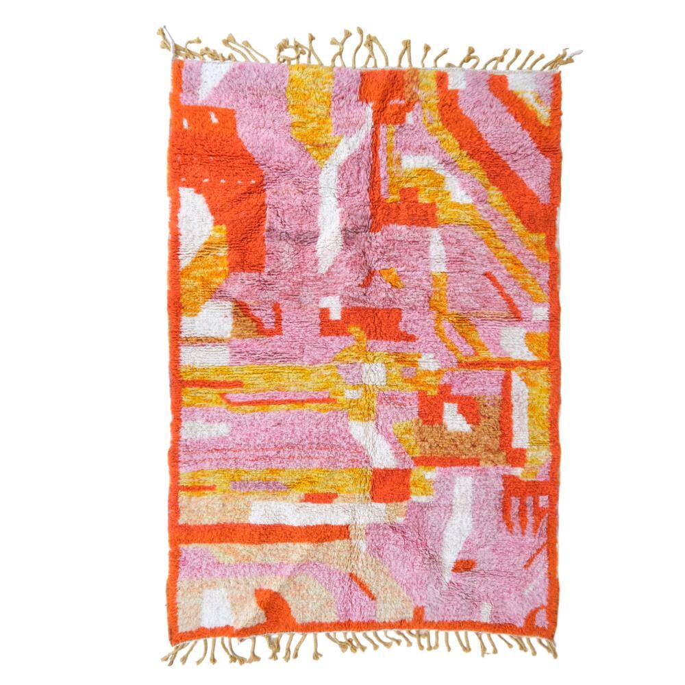 Boujad. tapis marocain rose et orange, 192 x 280 cm