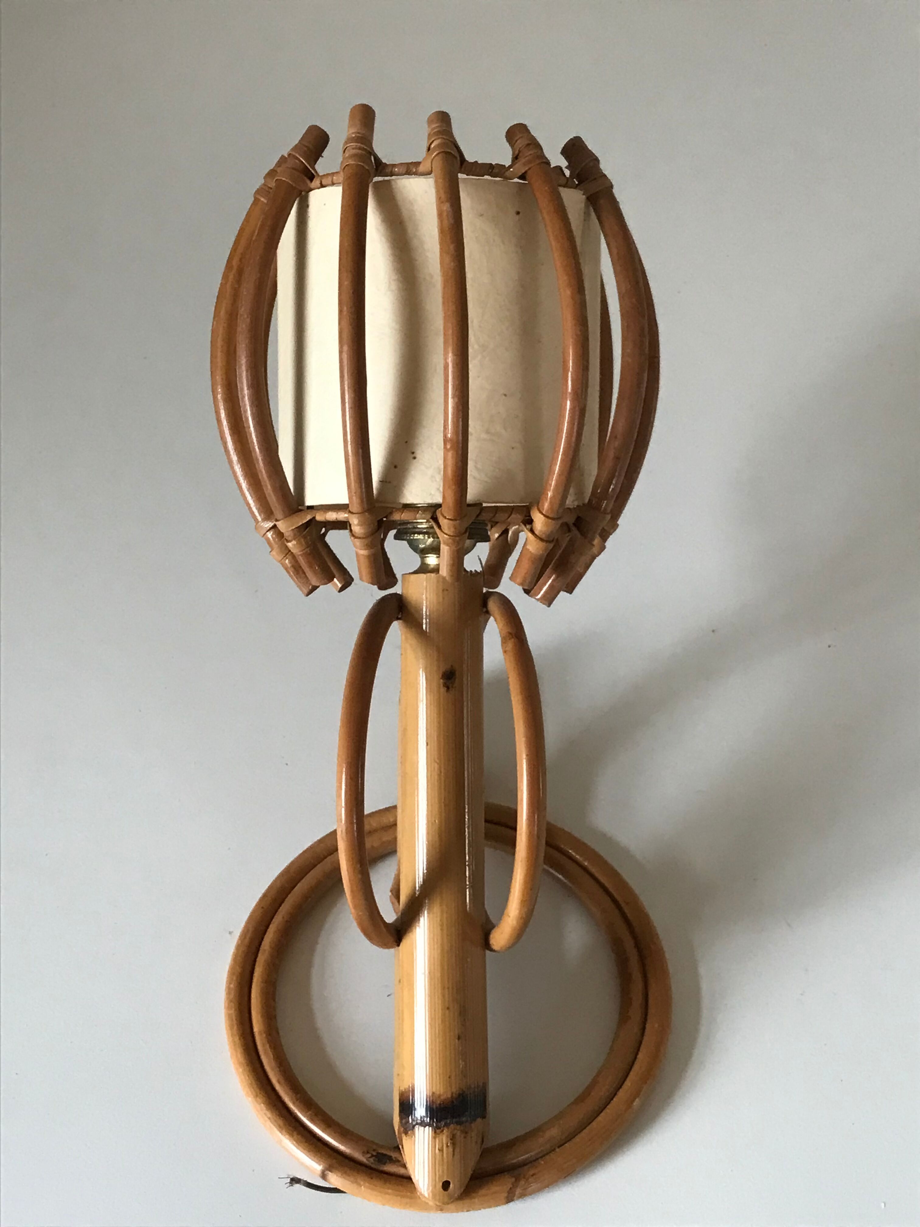 Rattan wall lamp vintage design 60 s