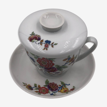 Tasse avec infuseur, tisanière vintage porcelaine de Limoges singer