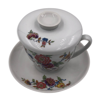 Cup with infuser, vintage herbal tea limoges porcelain singer