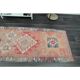 1970s Vintage Turkish Handmade Wool & Cotton Pink Runner Rug 94x306