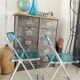 Set of 4 blue Plia folding chairs by Castelli