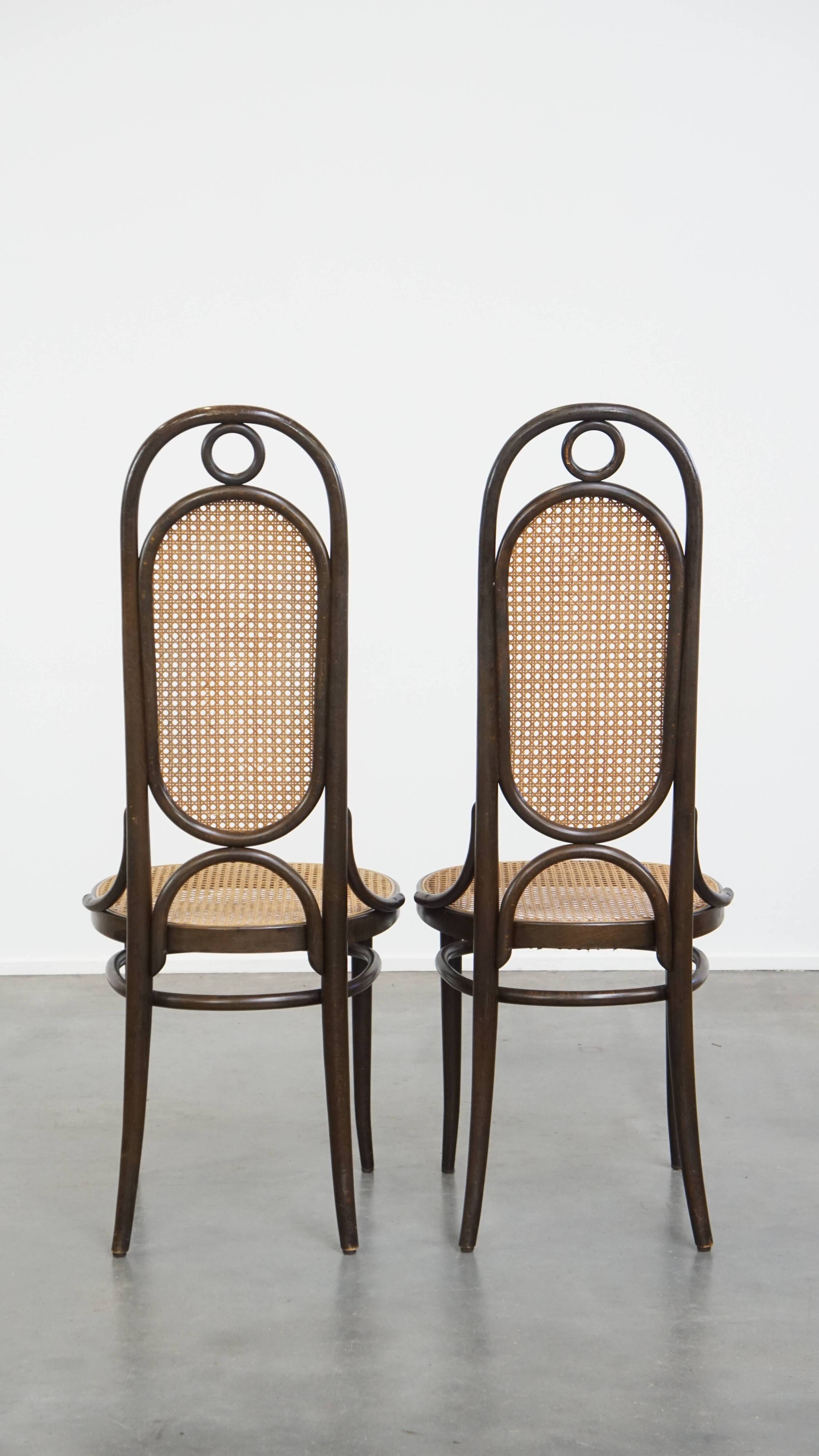 Lot de 4 chaises hautes vintage en bois courbé « Long John » de Thonet