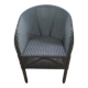 Blue grid rattan armchair
