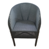 Blue grid rattan armchair