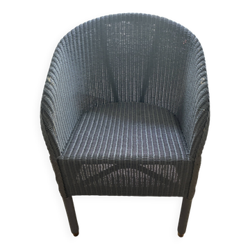 Fauteuil en rotin bleu grid