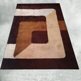 1970s Stunning Geometric Space Age Rug in Wool. Made in Italy