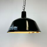 Suspension industrielle en émail noir de chez emax, années 1960