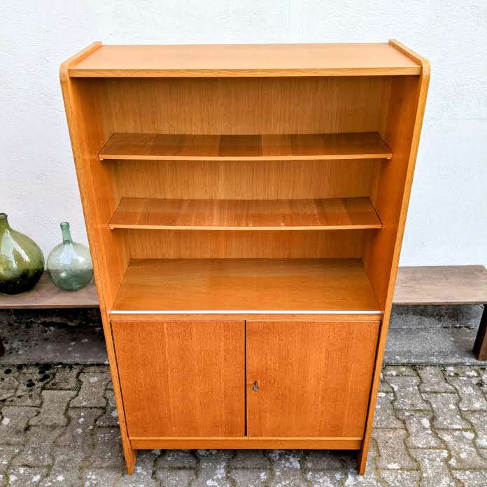 Golden oak bookcase 60s