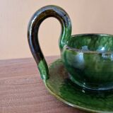 Aegitna in Vallauris - Sauceboat and its supporting saucer in enamelled earthenware