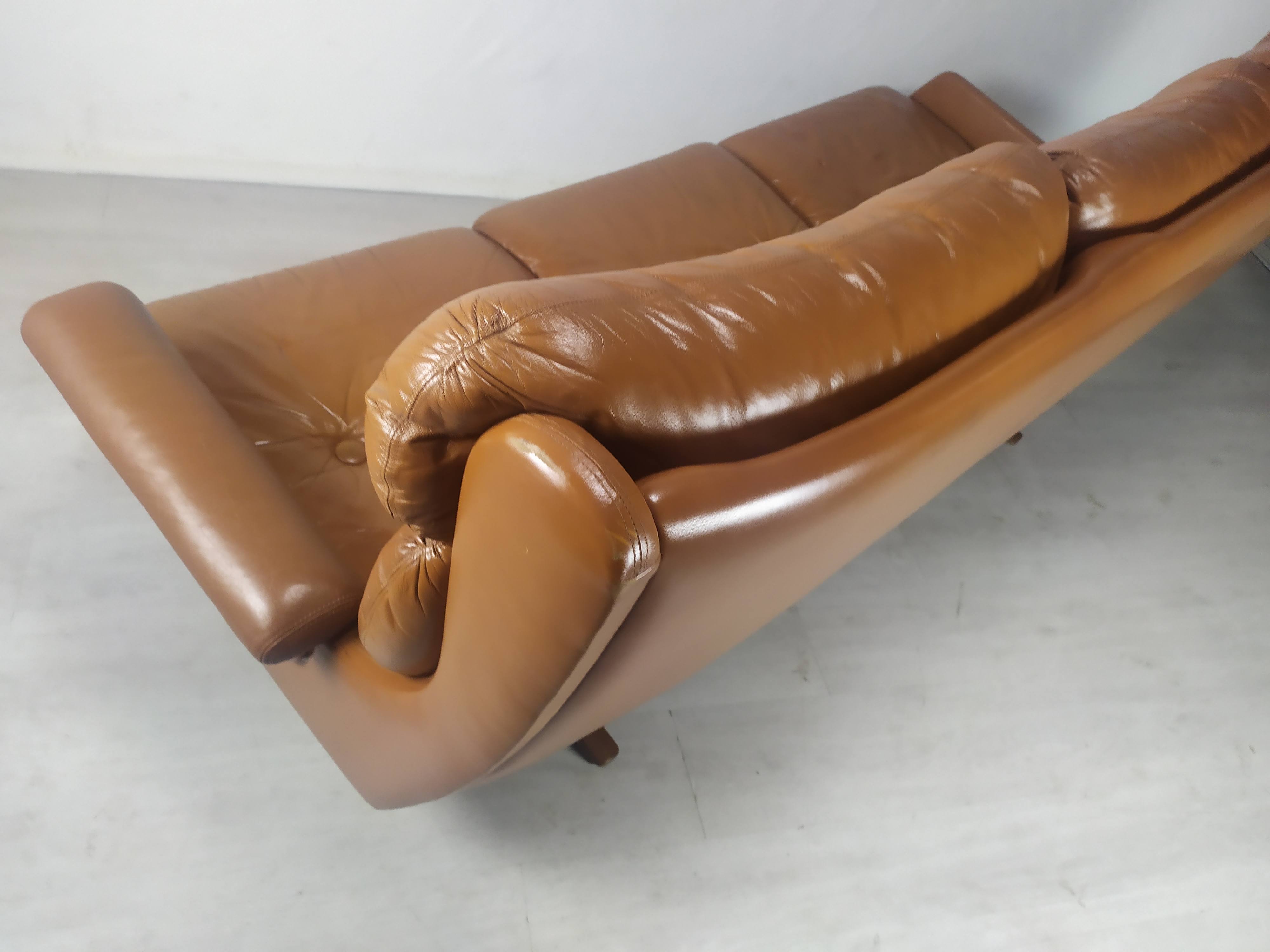 Scandinavian fawn leather sofa