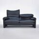 MARALUNGA sofa black leather. Vico Magistretti for Cassina