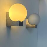 Pair of vintage wall lights, metal and opaline, France 1970