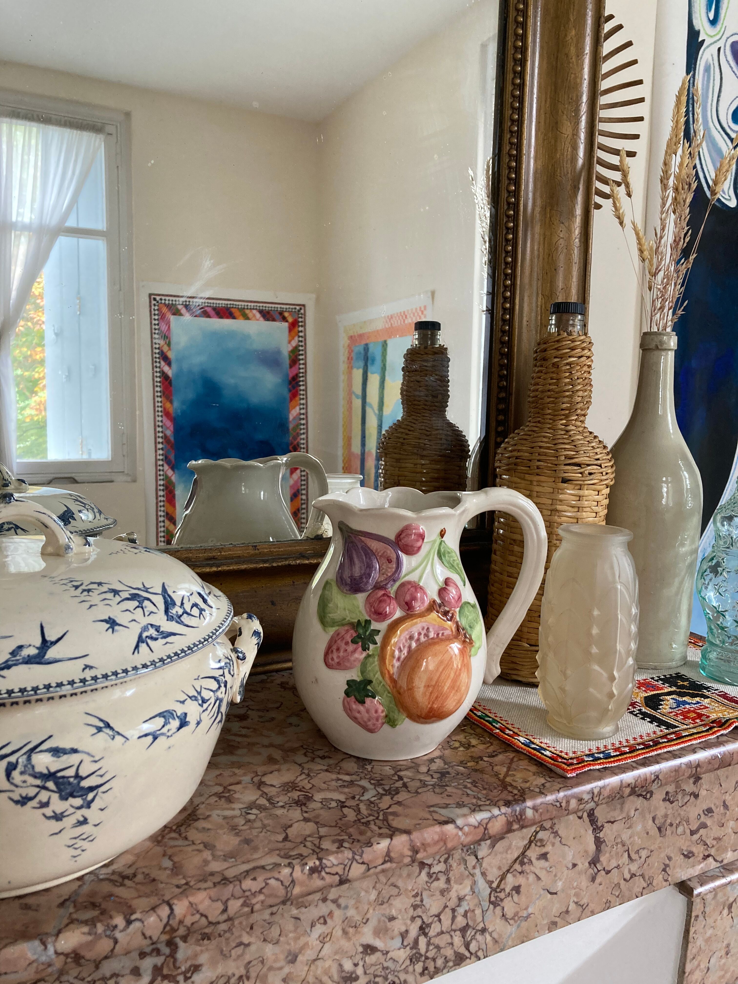 Gerber fruit slip pitcher, vintage ceramics