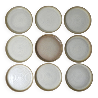 9 vintage stoneware dinner plates