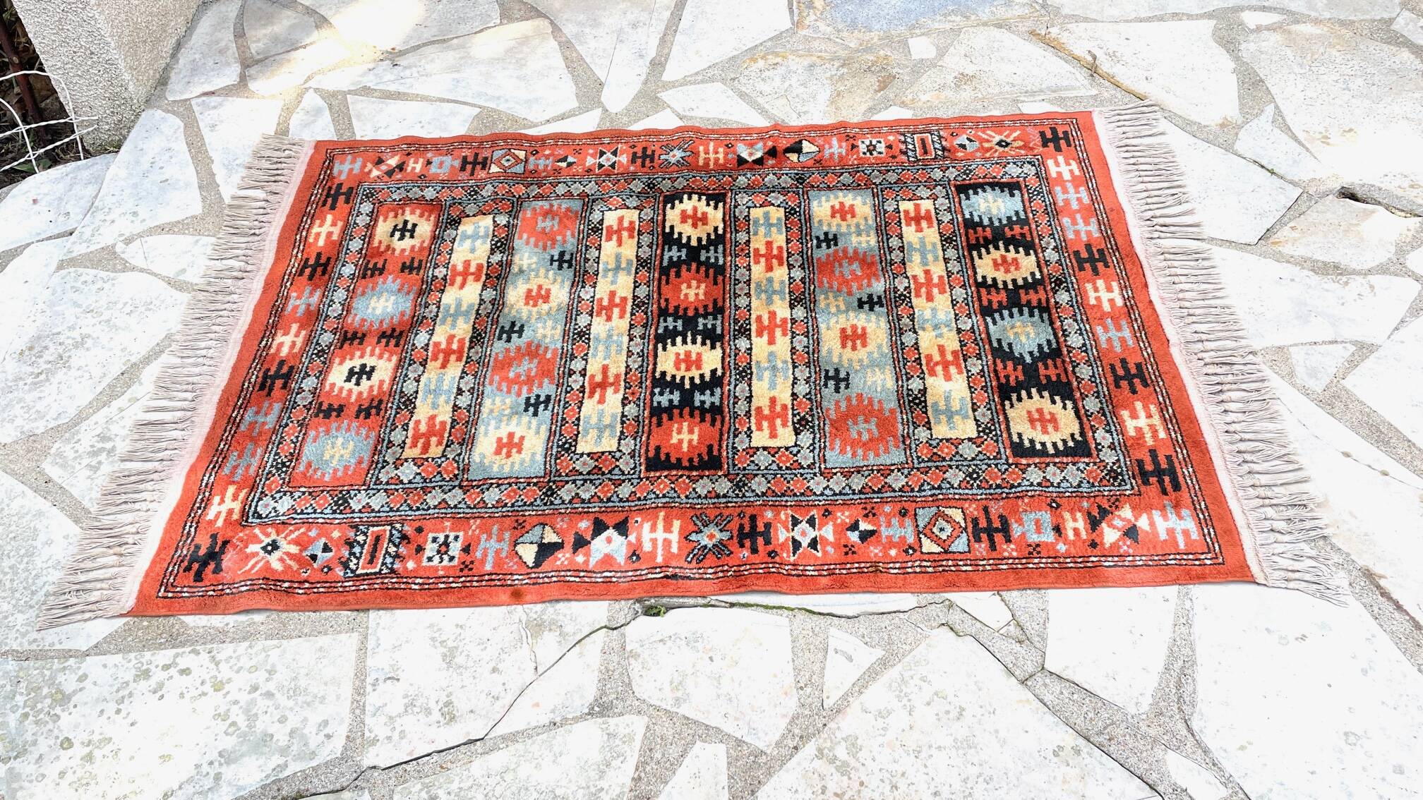 Vintage silk and cotton rug - 142 x 84cm