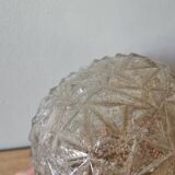 Vintage pressed molded glass lamp globe diamond faceted portable pendant light