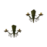 2 vintage wrought iron sconces 50s