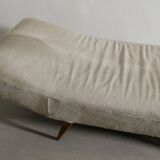 Swedish Mid Century Wooden Daybed in Teak and Beige Hide, 1960s