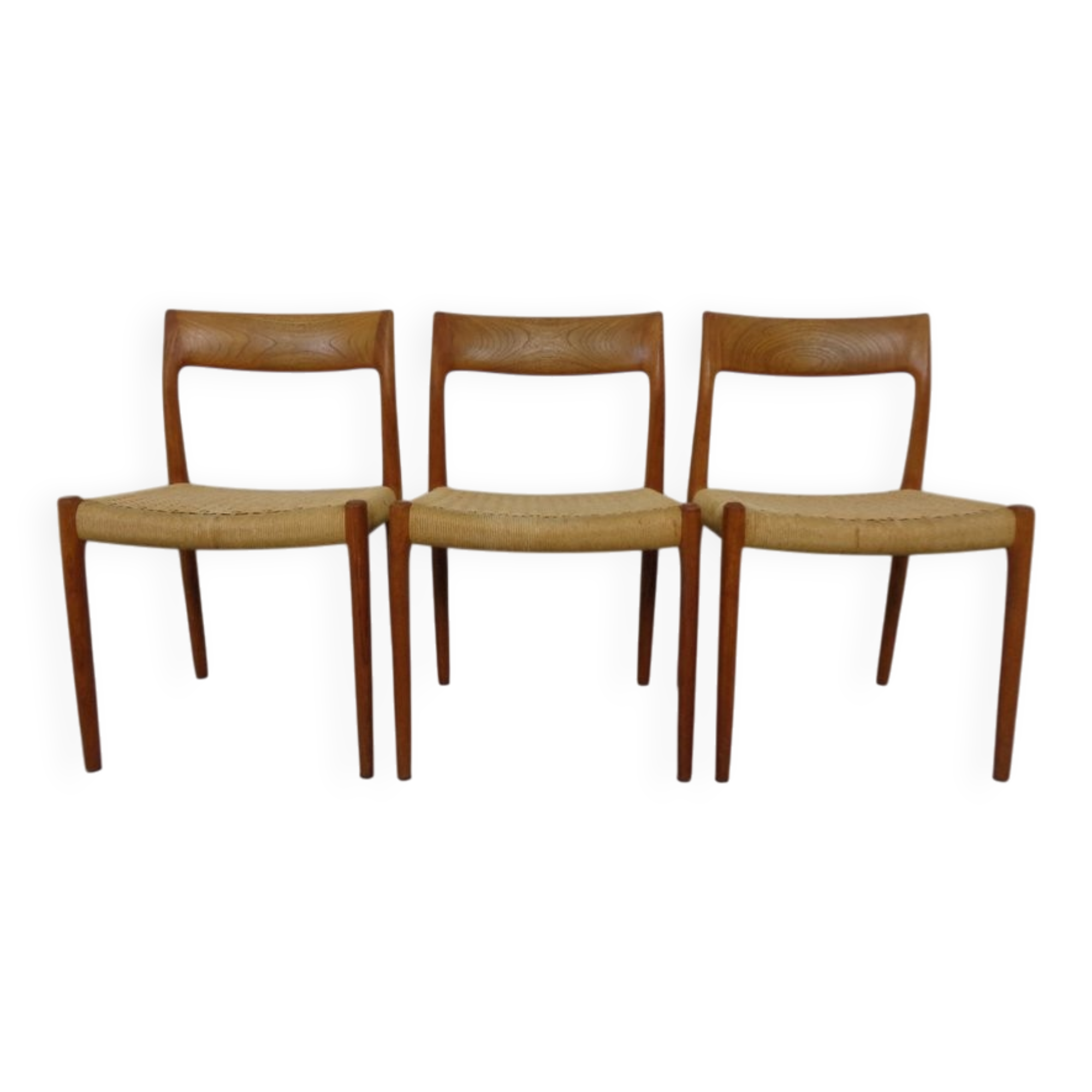 Model 77 Dining Chair in Teak and Papercord by Niels Otto Møller for J.L. Møllers, 1960s