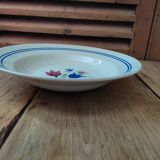 Assiette creuse porcelaine Lunéville peint main florale françoise ancienne
