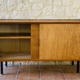 Small vintage row with sliding doors, metal legs Circa 50's