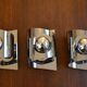 3 70s chrome metal wall lights