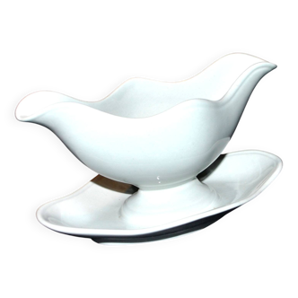 Antique sauceboat, blue-grey earthenware, niderviller niederweiler steingut 1900
