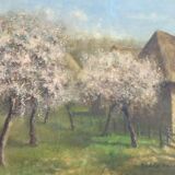 40's painting Trees in bloom signed C. Bizard