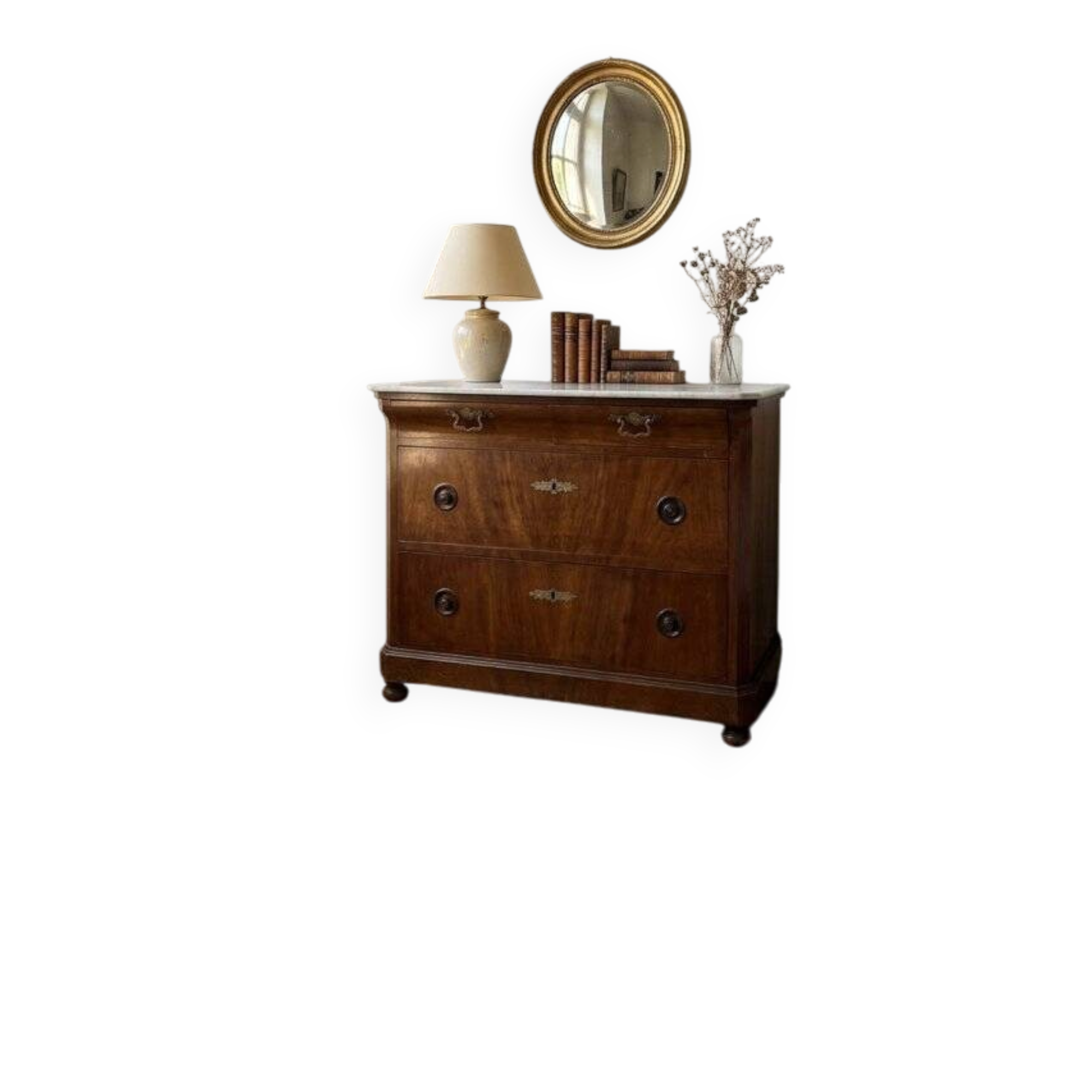 Commode with a white marble top