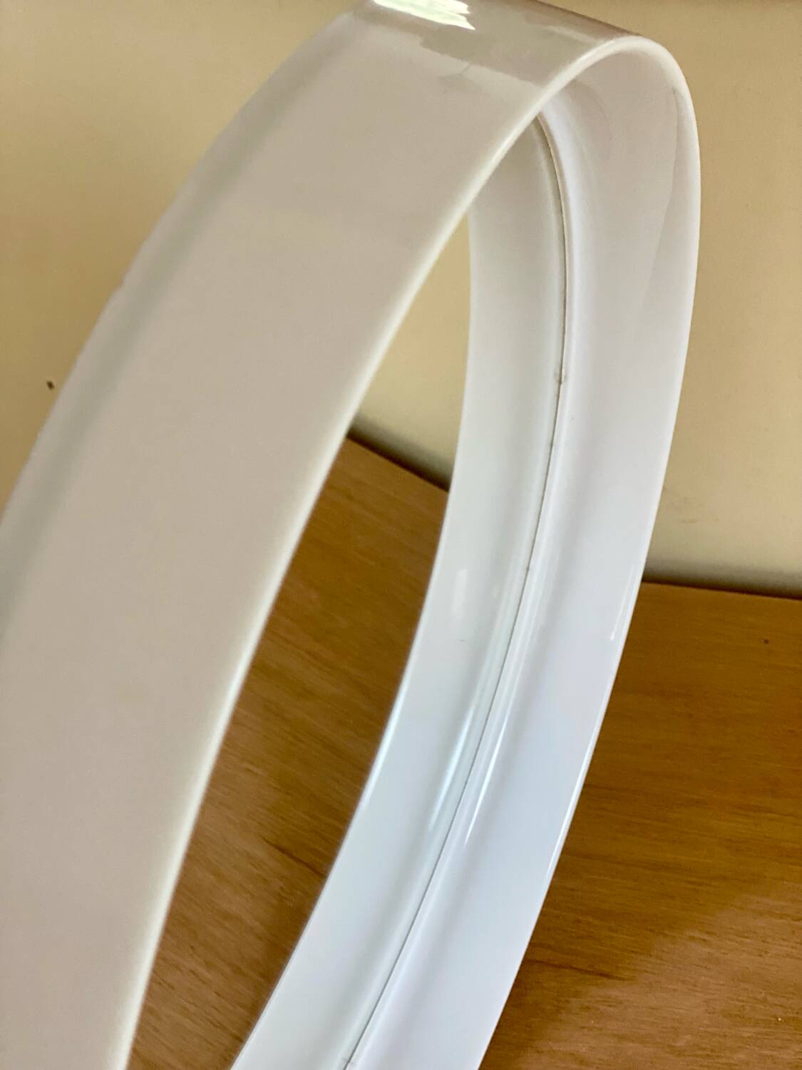 Vintage Belgian white round mirror