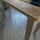 Louis XV style console in pearl gray patinated oak, patinated inlaid top.