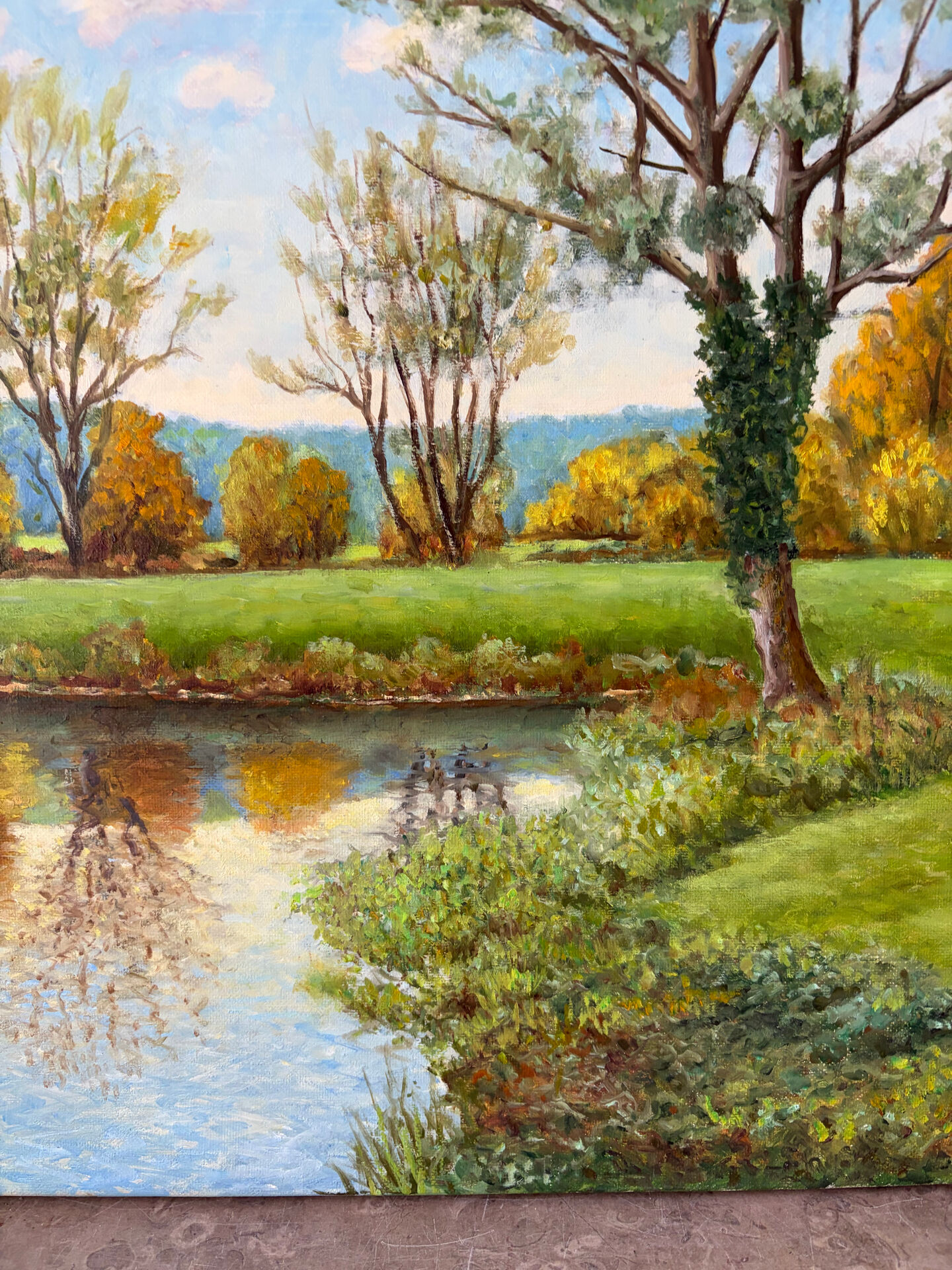Paysage d’automne, huile sur toile signé Lagarde