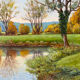 Paysage d’automne, huile sur toile signé Lagarde