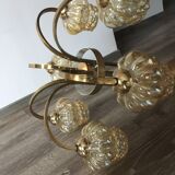 Brass-style chandelier and puffed glass 60/70