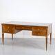 Midcentury Italian Desk In Walnut, Brass And Glass.