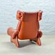 Brutalist Sculptured Brazilian Style Cognac Leather Lounge Chair, 1970s