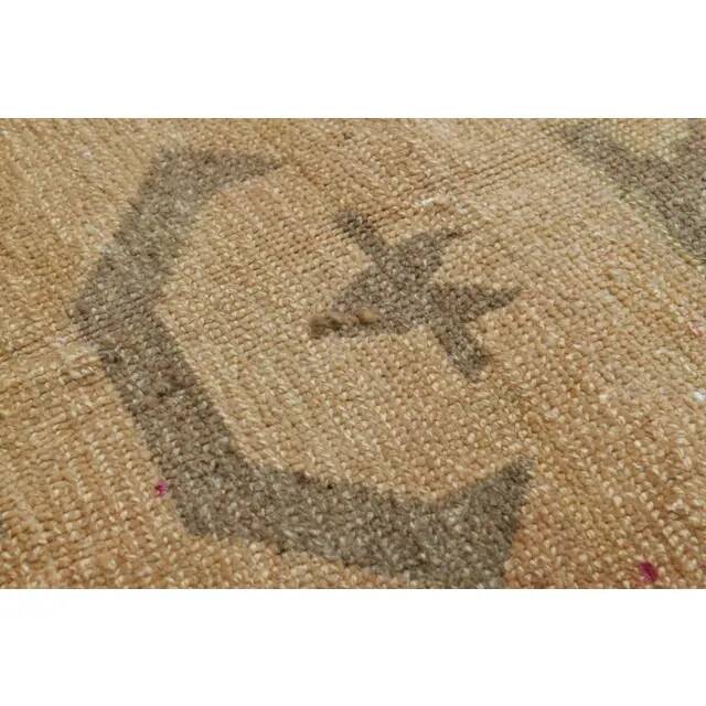 1970s Vintage Turkish Hand-Knotted Wool Cotton Orange Runner Rug 197x613