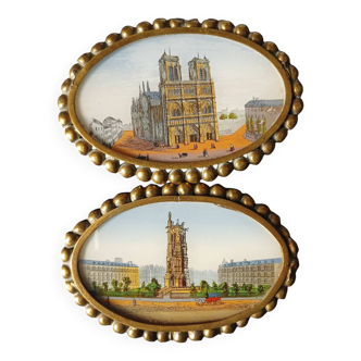 2 fixed under glass ND de Paris and Tour St Jacques