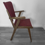 Fauteuil avec structure en bois massif et assise en similicuir vert, italie, 1960s