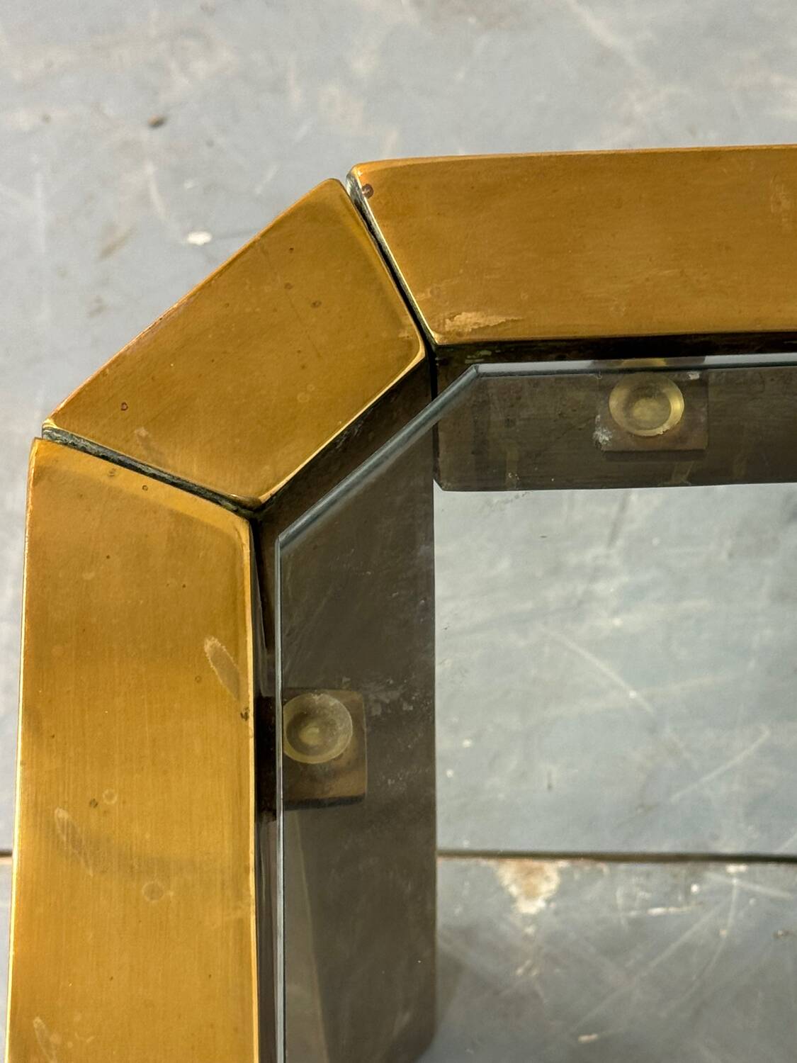 Brutalist Brass T09 coffee table by Peter Ghyczy 1970