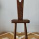 Brutalist stool with backrest in solid oak, origin Netherlands