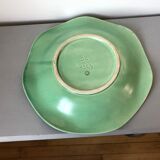 Large dish of the 1950s with wavy edge color green celadon