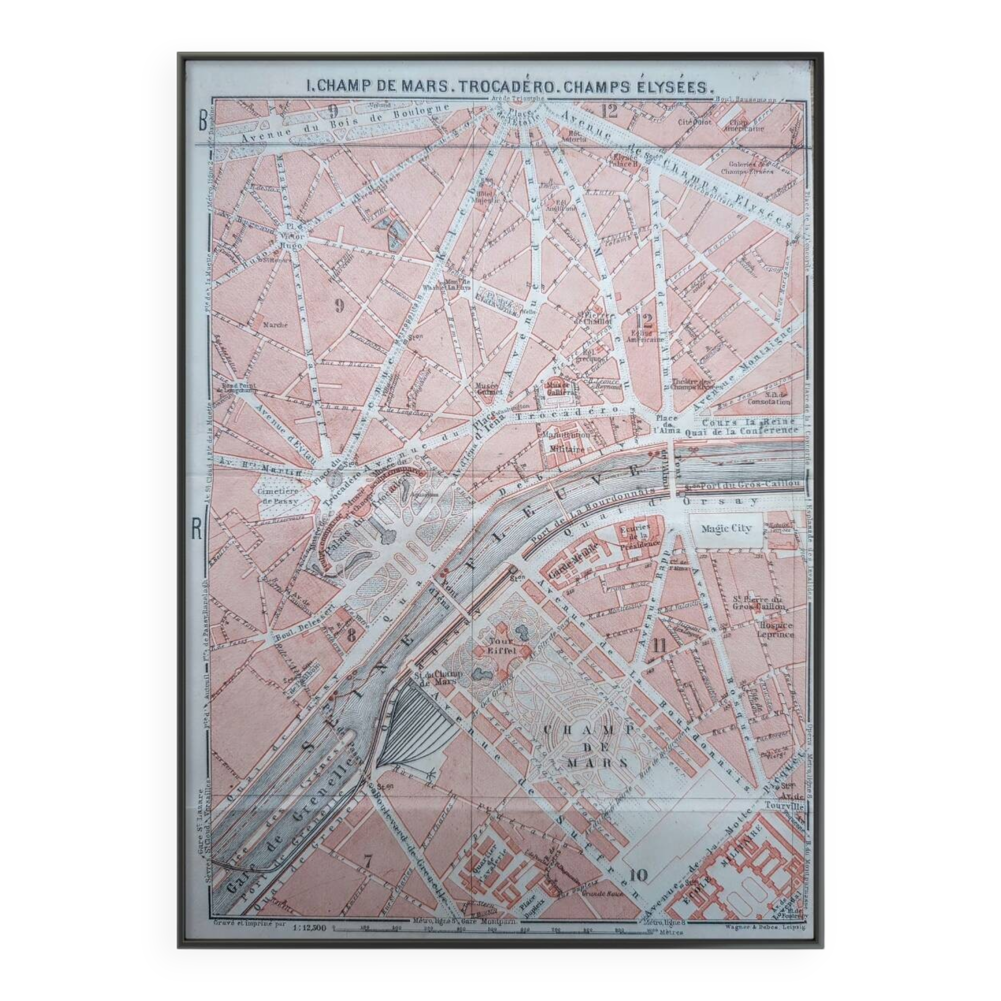 Paris, Champ de Mars, ancien plan, imprimé en 1914.