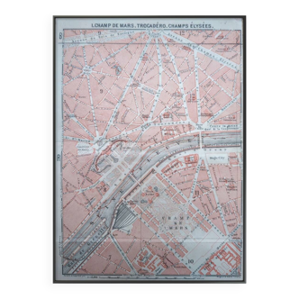 Paris, Champ de Mars, old map, printed in 1914.