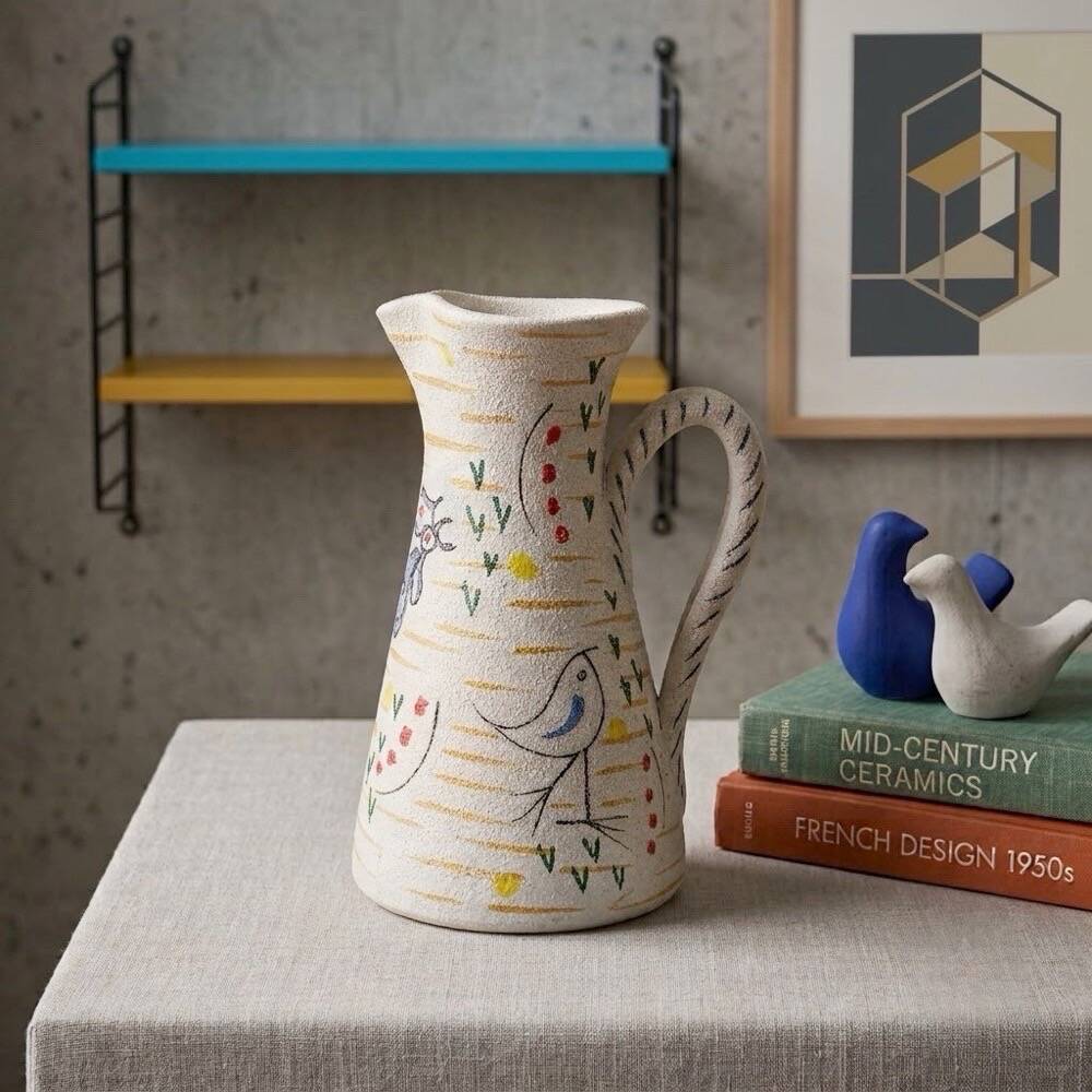 Modernist pitcher with rooster by Fratelli Fanciullacci from the 1950s.