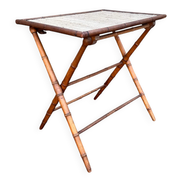 Table d’appoint pliante en faux bambou, époque 1900