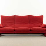 Maralunga 3-seater Sofa red by Vico Magistretti for Cassina, Italy