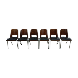 6 chaises Baumann empilables