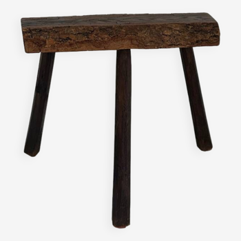 Raw wood tripod stool